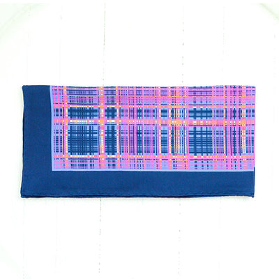 Foulard Cache Col Blue and Pink Modern Check in Blue and Pink.