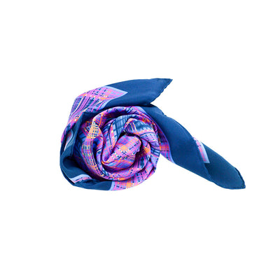 Foulard Cache Col Blue and Pink Modern Check in Blue and Pink.