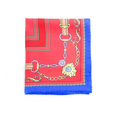 Foulard Cache Col Metal Chain in Red and Blue.