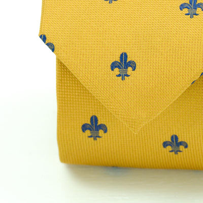 Cravatta Artigianale Light Blue Giglio di Firenze in Mustard