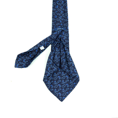 Cravatta a 7 pieghe Fatta a mano con disegno pasley in blu royal