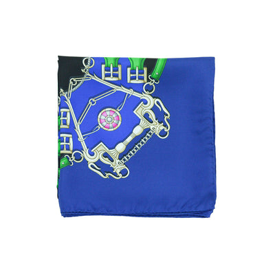 Foulard Cache Col Bridles in Black and Blue .