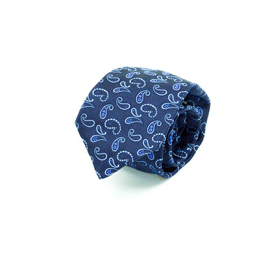 Cravatta a 7 pieghe Fatta a mano con disegno pasley in blu royal