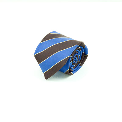 Cravatta a 7 pieghe regimental cioccolato e light blue