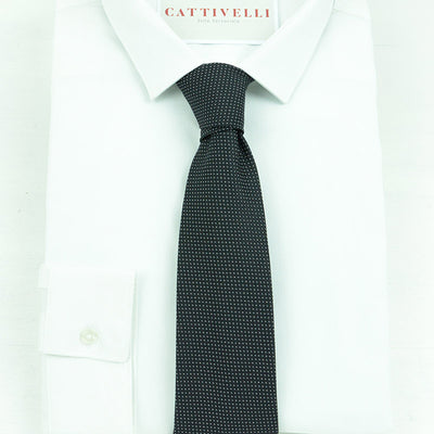 Cravatta Artigianale White Pin Dots in Black